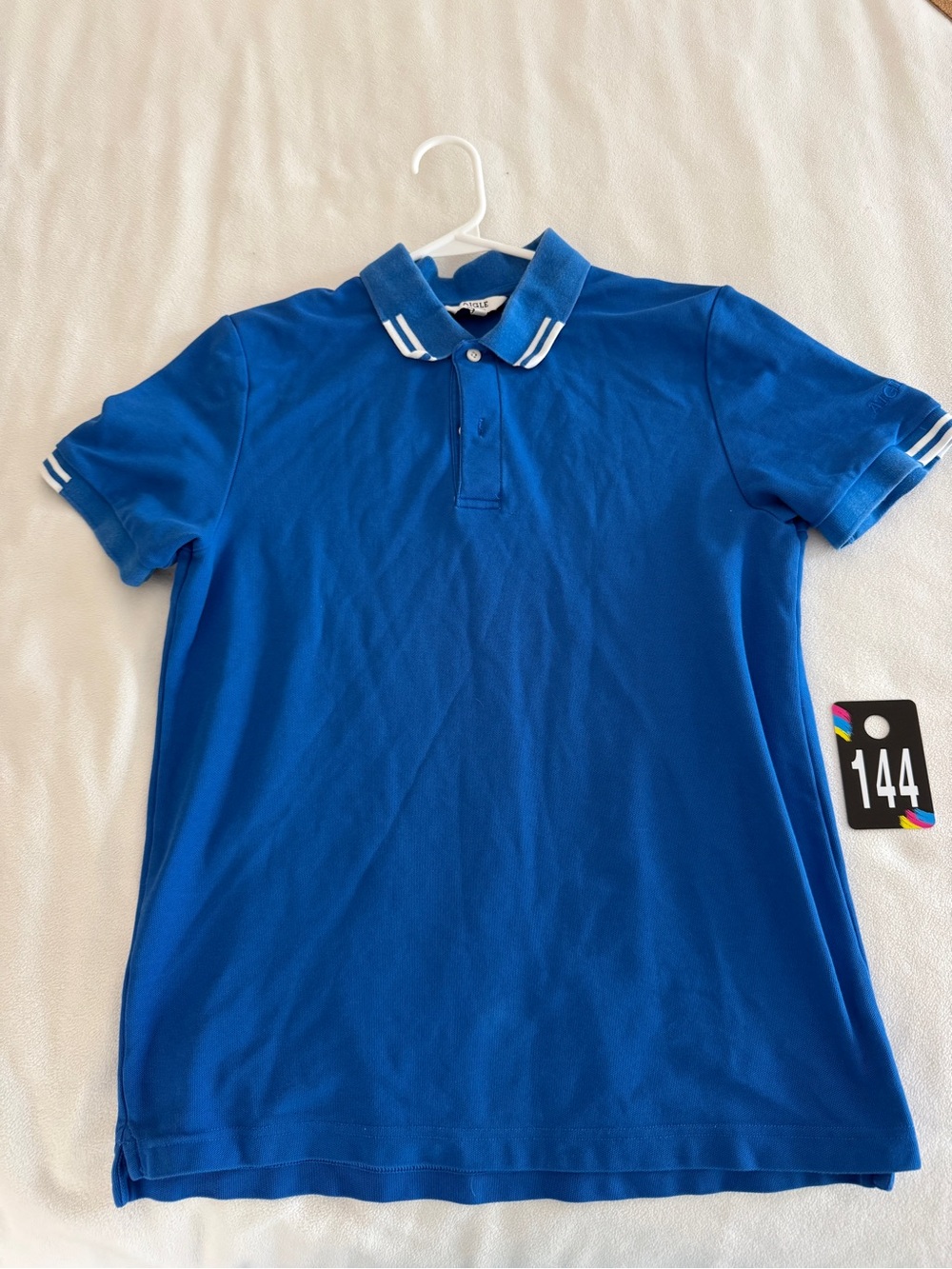 Aigle Royal Blue Polo with White Stripe Trim